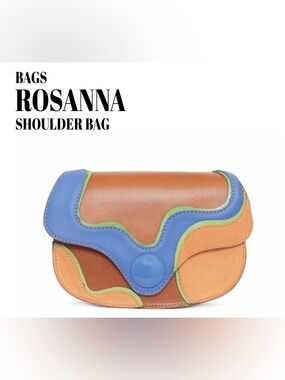 Fluevog NWT Rosanna structured shoulder bag orange/brown/blue/green leather